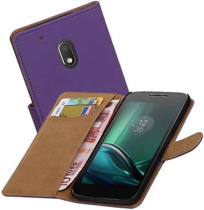 Bookstyle Wallet Case Hoesjes Geschikt voor Motorola Moto G4 Play Paars