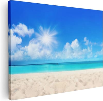Artaza Canvas Schilderij Zeezicht - 40x30 cm - Klein - Wanddecoratie Strand - Muurdecoratie Woonkamer - Kamer Accessoires Blauwe Zee