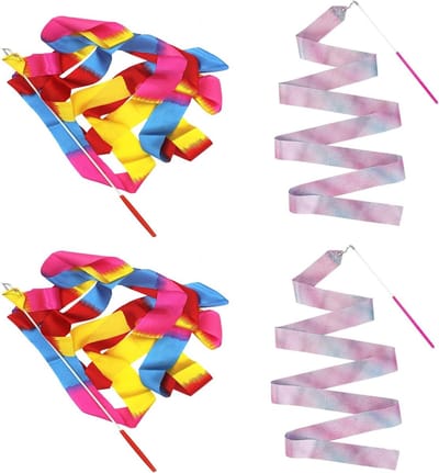 4 x Dansbands voor Ritmisch Dansen met Toverstok voor Kinderen, Gymnastiek, Carnavalsoptredens en Creatieve Activiteiten