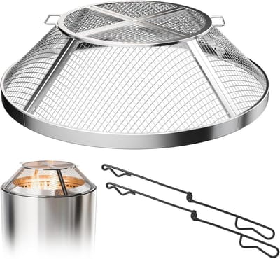 Vuurkorf Parkscherm - Parkbescherming Deksel - Veilig Buiten - Fijnmazig Gaas - 27 inch - Zilver
