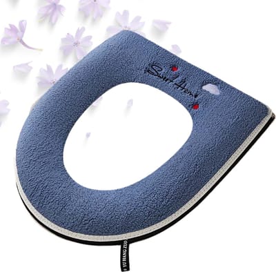 Livano Wc Bril Hoes - Toiletbril Cover - Toiletbril - Wc Deksel - Wasbaar - Verwarmde Wc Bril - (Niet Elektrisch) - Zacht - Blauw