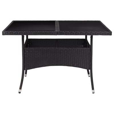 vidaXL - Tuintafel - poly - rattan - en - glas - zwart
