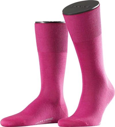 FALKE Airport eenkleurig wol katoen sokken heren roze - maat 41-42