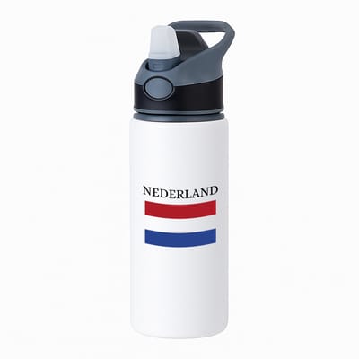 Hacebo® - Nederland waterfles met rietje zwart - Amsterdam - toeristen Nederlanders - Rood wit blauw - Holland - cadeau - kado - water fles - 650ML