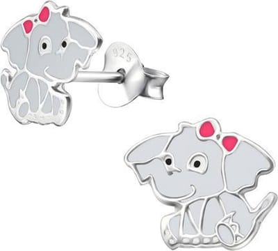 Princess Oorbellen Olifant - 925 Zilver E-Coating - Dier - 9x10mm