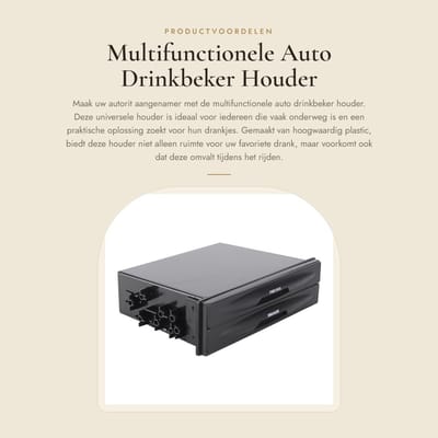 Dailygoods- Autodoor Hoogwaardige Oergdoos - Auto Organizer - Drink Cup Houder - Interieur Accessoires - Kunststof - Zwart - 175mm x 125mm x 45mm