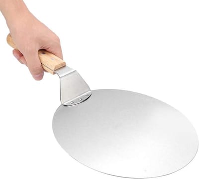 Pizzaschep - Bakspatel - Taarten Overzetten - Ergonomisch Houten Handvat - 43.5 cm - Zilver