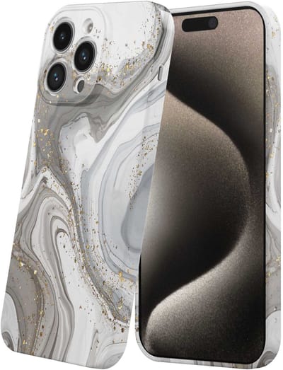 Smartphonica Telefoonhoesje Geschikt voor iPhone 15 Pro Max met Zilver Marmer Opdruk - Flexibel Softcase TPU - Backcover Case Silver Marble Design geschikt voor iPhone 15 Pro Max