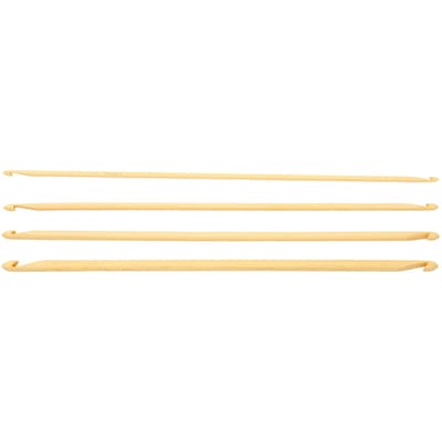 Lot de 4 crochets tunisiens de 24 cm de long, tailles assorties, antidérapants, en bambou, à double extrémité