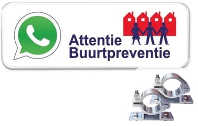 Buurtpreventie Whatsapp - Weerbestendig Aluminium - 40x15 cm - Bevestiging: Met paalbeugels Ø48mm