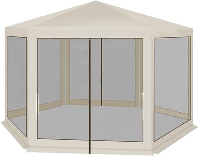 MakkelijkMooi 6 Hoekig Prieel - Partytent - Zijwanden van Mesh Klamboe - 6 Hoekig dus Veel Ruimte - Muskieten Vrij Paviljoen
