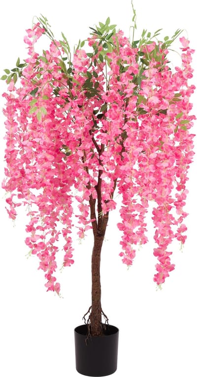 Kunst Wisteria Bloemboom Deluxe | Roze – 150cm – Zijde Blauwe reken Kunstplant – Grote Kunstplant met Bloemen – Extra Vol – Hyperrealistisch