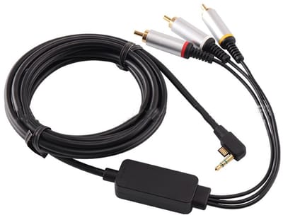 Jumalu AV Kabel voor Sony PSP 2000 & PSP 3000 (14-pins AV-connector) – RCA Composite AV Kabel – PSP naar TV – Audio Video Tulpkabel – 1,8 Meter – Zwart