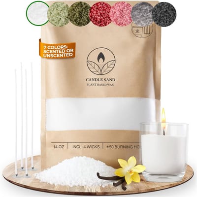 Geurkaarsenzand Set 400g - Wit Vanille - Inclusief 4 Lonten - Zelf Kaarsen Maken