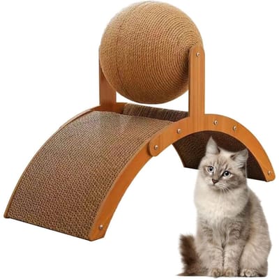 longziming -krabplank voor katten - Katten Krabpaal - Interactief Krabspeelgoed - Roterende Sisalbal - Holle Tunnelstructuur - Karton En Sisal - Stabiele Brugconstructie - Ideaal Voor Kleine Woningen - 1 Stuk