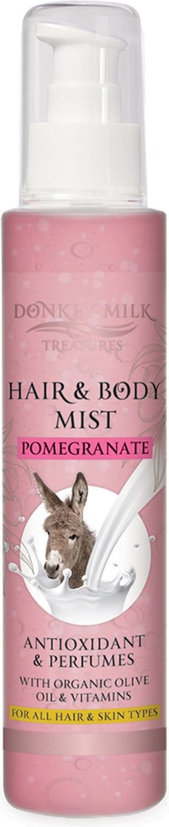 Donkey Milk treasures Hair & Body Mist Pomegranate – Antioxidant Hydraterende Mist met Ezelsmelk & Granaatappel (100ml)