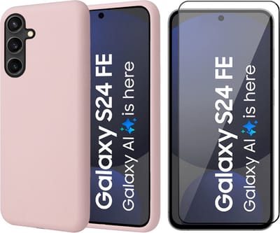 Hoesje geschikt voor Samsung Galaxy S24 FE - Screenprotector Volledig Dekkend Glas - Mat Back Case Roze