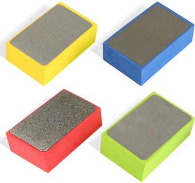 4pcs Hand Polishing Pads - Diamond Sanding Block Set - 4 Colors Glass Sanding Pads - Hand Sanding Pad for Stone Ceramic Tiles Glass Grinding Trimming (60# 100# 200# 400#)