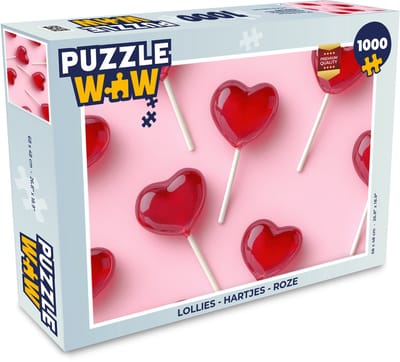 Puzzel Lollies - Hartjes - Roze - Legpuzzel - Puzzel 1000 stukjes volwassenen