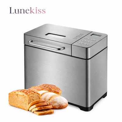 Lunekiss Broodbakmachine 1 kg – Broodbakautomaat – 19 Programma’s – RVS – Timer – Fruit- en Notendispenser – 650 W
