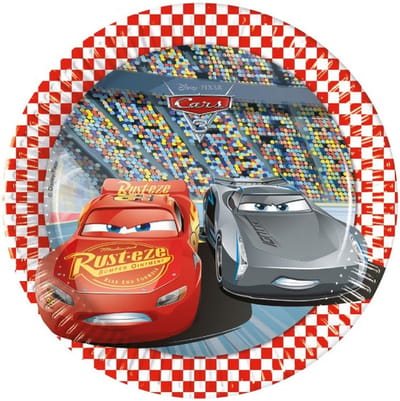 Procos Feestborden Cars Junior 20 Cm Papier Rood/wit 8 Stuks