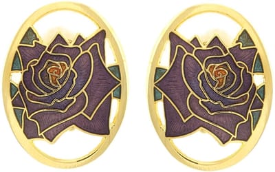 Behave - Oorclips dames - roosmotief - paars - 3 cm