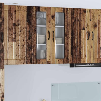 vidaXL - Wandglas - Kasten - LUCCA - Oud - hout - 60 - x - 31 - x - 80 - cm - Bewerkt - hout