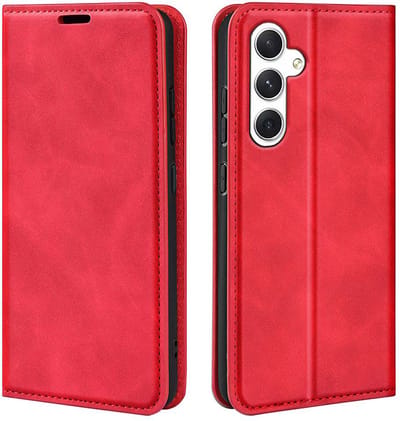MobyDefend Hoesje - Geschikt voor Samsung Galaxy S24 - Luxe Wallet Bookcase (Magnetische Sluiting) - Rood