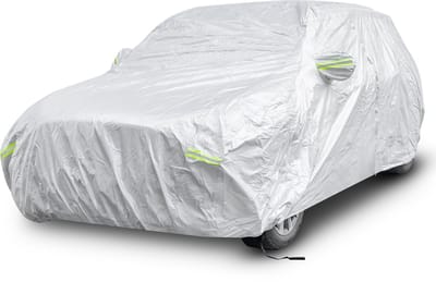 COSTWAY Afdekzeil, auto, weerbestendig, met ritssluiting en tas, autogarage, volledige garage voor regen, sneeuw, zon, uv-bescherming, autoafdekking voor sedan/combi/SUV (voor SUV tot 483 cm)