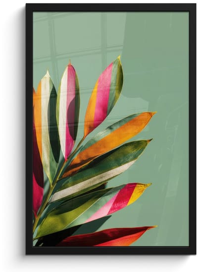 Poster in lijst - Fotolijst 40x60 cm - Posters - Bladeren - Tak - Kleurrijk - Posterlijst zwart - Decoratie - Wanddecoratie woonkamer - Muurdecoratie slaapkamer