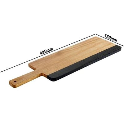 GGM Gastro (6 Stück) Servierbrett - ROCKWOOD - inkl. beschreibaren Naturschieferstreifen - 485x150mm