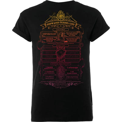 Harry Potter Hogwarts School List Heren T-shirt - Zwart - L