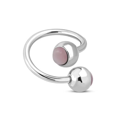 Aramat Jewels | Navelpiercings | Roze Cat Eye Stalen Spiraal navelPiercing | | | |10mm | Staal | Volwassenen | Verkleurd niet