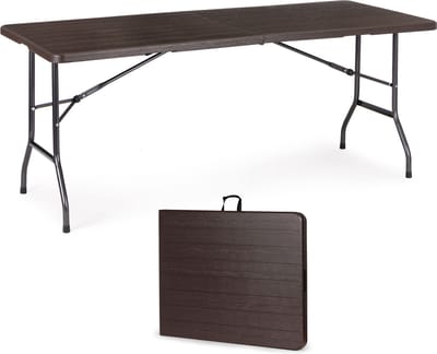 Campingtafel - Klaptafel 179x74 cm - Hout look - Duurzaam HDPE tafelblad - Viking Choice