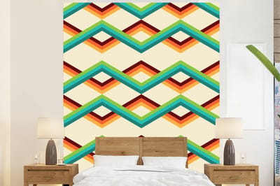 Behang - Fotobehang Retro - Strepen - Design - Seventies - Breedte 225 cm x hoogte 280 cm