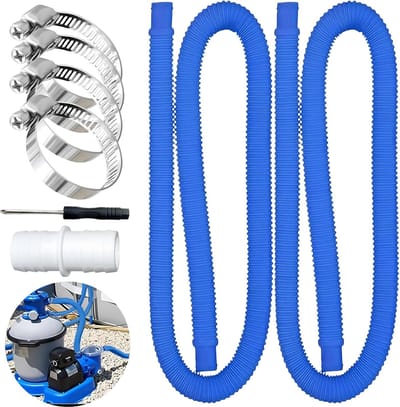Zwembadslang - 2 Stuks - Universele Filter Slangen 32mm met Klemmen, Adapter en Schroevendraaier - Duurzame Zwembadslangenset - Geschikt voor Intex 300 GPH、530 GPH - blauw