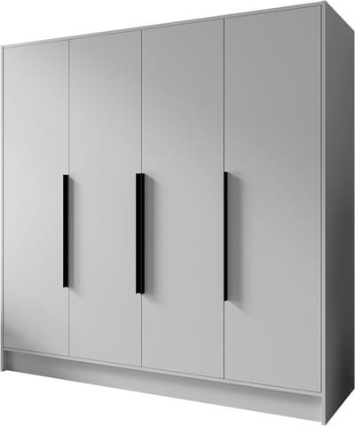 Kledingkast Goya I 200 cm (wit, zwarte handgrepen)