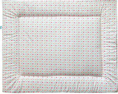 BINK Bedding Boxkleed Birdie 80 x 100 cm - vulling fiberfill 400 grams - speelkleed - parklegger - katoen - tweezijdig - vogeltjes - neon roze - neon oranje - lichtgrijs - wit