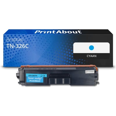 PrintAbout huismerk Toner TN-326C Cyaan Hoge capaciteit Geschikt voor Brother
