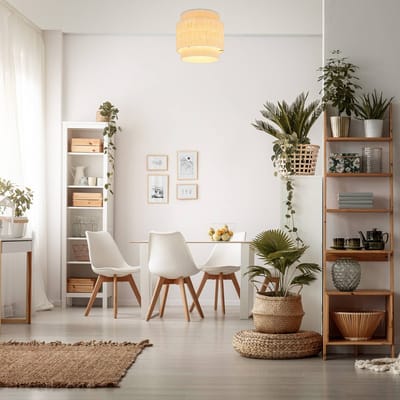 B.K.Licht Papper - Plafondlamp - verlichting raffia - boho stijl - E27 fitting- Ø30 - natuurlijk - bruin