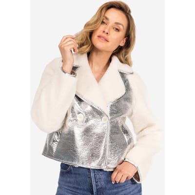 Ibana Jomina Coats Coco White Size: S | Faux Fur Jackets Outlet | Dames | Zilver