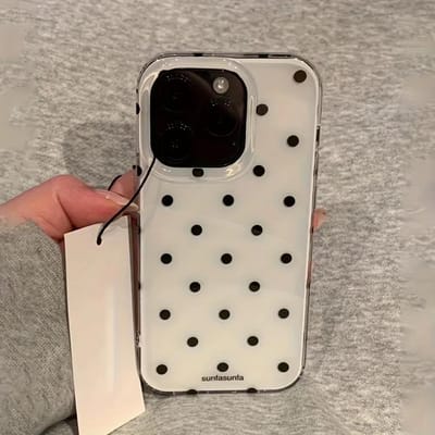 Minimalistisch Zwart-Wit Stippen Telefoonhoesje Voor iPhone 17 16 15 14 13 12 11 Pro MAX XR XSMAX 7 8 Plus Schokbestendige Hoes iPhone17 Pro Max wit