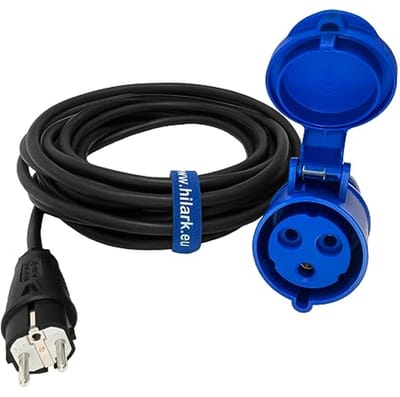 Verlengsnoer CEE 3-polige stekker 20 meter voor Camping, Caravan, en Bouwplaats