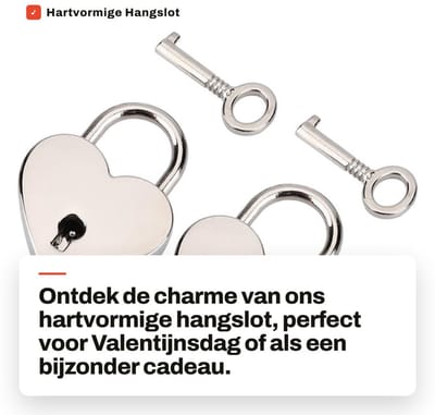 Dailygoods- Hartvormige Hangslot - Klassiek Ontwerp - Sleutel - Decoratieve Lock - Verzamelslot - Roestbestendig - Hoogwaardige Zinklegering - Decoratief Hangslot
