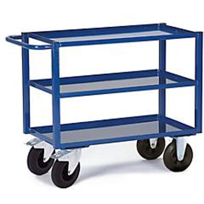 Etagewagen, 3 laadvlakken/plaatstalen bakken, 995 x 695 mm, draagvermogen 400 kg