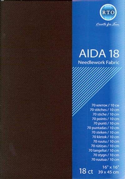 BORDUURSTOF AIDA 18 COUNT - ZWART - RTO - PRECUT