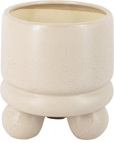 HomeBound by KY | Aardewerk bloempot op bolpootjes zand | off-white plantenbak