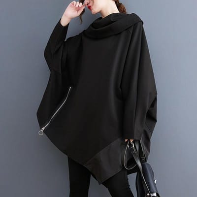 Mode Femme Hiver Pull à Col Montant Manches Longues Pull à Capuche Veste Manteau à Capuche Décontracté Pull One size