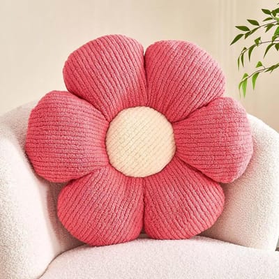Bloem Sierkussen - Pluche Kussen - Huisdecoratie - Madeliefje Ontwerp - 378 cm - Perzikroze