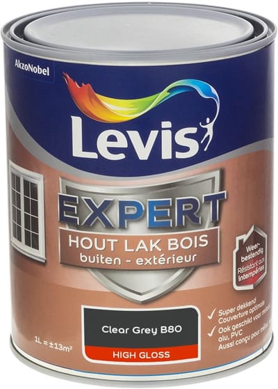 Levis - Expert Hout Lak Buiten High Gloss Mix - Clear Grey B80 - Mengverf - 1 L